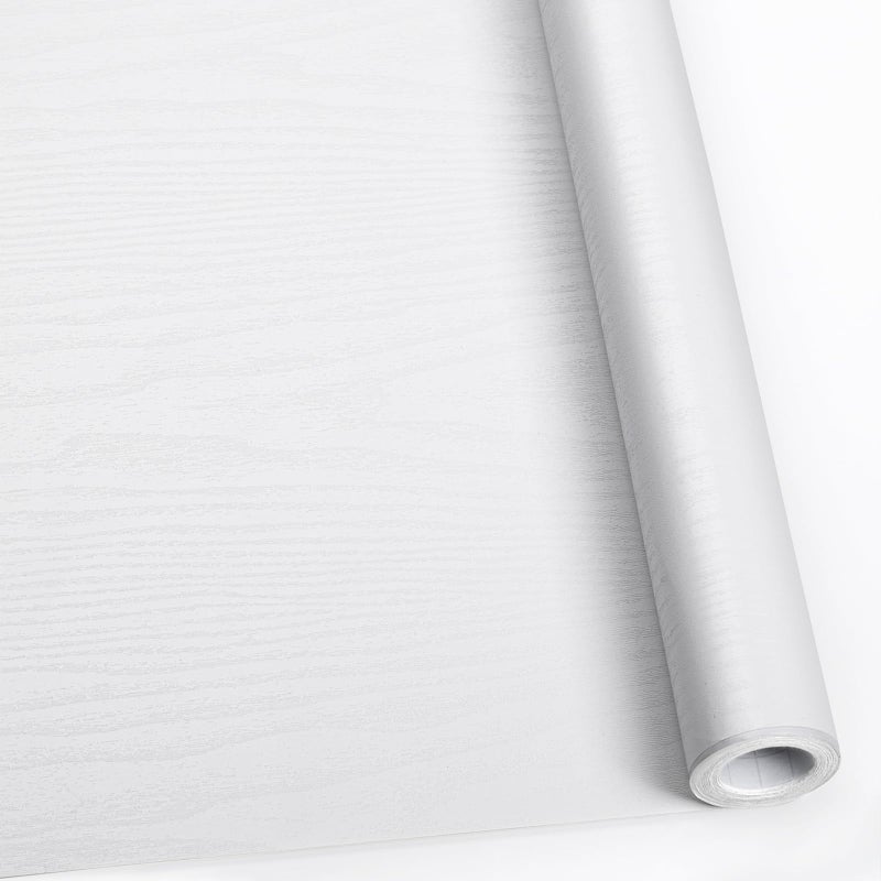 Abyssaly White Contact Paper 23.6" X 118" - Wood Peel and Stick Wallpaper Vinyl Film Thicken - Wood Grain Wallpaper Suitable for Furniture and Wall Decoration Cabinets, Desk, Countertops Easy to Clean - Image 1
